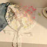 GETADME 레트로 레이스 반다나 헤드밴드 프린트 헤어 스카프 보헤미아 삼각형 헤드스카프 화이트 헤어 밴드 여성용 소녀 패션 스위트 스카프