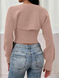 Getadme Shawl Style Strapless Knitted Two-piece Set for Autumn Winter Women's Sweater New Slim Fit Sexy Fashion Solid Color