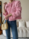 Getadme-Tassel edge shoulder jacket short outer style 2024 early spring jacket