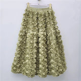 GETADME 2025 New Three-dimensional Flower Skirt Women's High Waist Long Tutu Skirt Fairy Big Swing A-shaped Jupe Femme Bohemian