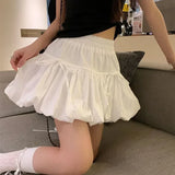 GETADME Sweet Bowknot A Line Skirts for Women 2025 Korean Style Pleated Cake Short Skirts Woman Summer Solid Color High Waist Mini Skirt