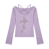 GETADME 겨울 패션 보헤미안 홀리데이 2피스 세트 여성 세트 여성 Y2K 프린팅 수트 여성 홀터넥 긴팔 티셔츠+슬림 A라인 스커트