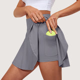 GETADME 여름 여성 스프린트 테니스 댄스 피트니스 짧은 치마 젊음 빠른 건조 단색 여성 안감 하이 웨이스트 미니 스커트 반바지