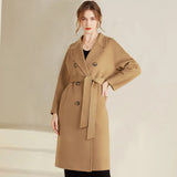Getadme - Nouveau manteau en cachemire automne-hiver pour femme, classique croisé, long manteau en laine épaisse double face