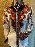 GETADME Western Style Print Casual Slim Women's Shirt 2025 Autumn Vintage Women's Long Sleeve Shirts and Blouses Fashion Elegant Tops
