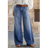 GETADME Fashion Casual Washed Wide Leg Jeans for Woman Y2k Clothes Stretchy Comfort Vintage Denim Trousers Fashion Casual