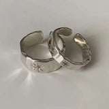 Getadme-2pcs Y2K Shiny Star Opened Rings for Men Women Hiphop Star Zircon Stainless Steel Ring Punk Unisex Couple Rings Party Jewelry
