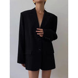 Getadme Elegant Black Blazers Women Streetwear Simple Suit Jackets Office Lady Basic Coat Korean Fashion Business Wear Outerwear