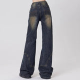 GETADME 여성 하이웨이스트 한국 레트로 슬랙스 와이드 레그 청바지 여자 그런지 스트리트웨어 데님 스트레이트 레그 팬츠 여성 쿨 그레이 바지