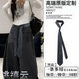 GETADME Long Skinny Plaid Waist Belt With Jeans Necktie Scarf Decorative Accessory Personality Trendy Hairband Fashionable Accessory