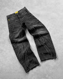 GETADME New Y2K Harajuku Retro Graphic Patch Jeans Hip Hop Gothic Raw Edge Embroidery Black Baggy Jeans Wide Leg Denim Pants Mens Womens