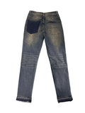 GETADME 【HME】Men's jeans | High quality men denim pants with distressed detail, loose straight leg denim design, natural worn wash texture, reinforced knee rip patches, frayed ankle cuffs, neat sewing process, high tolerance for leg shapes, multi-scene ma