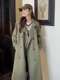Trench-coat décontracté pour femme, couleur unie, col croisé, coupe ample, long, coupe-vent, collection printemps 2024, référence 2R6015
