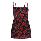 Getadme-여성용 우아한 드레스, 부드러운 기질의 장미색 메시 프린팅 디자인, 슬링 힙, 섹시한 페플럼 드레스