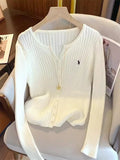 GETADME 2025 New Women Solid Fashion Knitted Tops  Y2K Embroidery Long Sleeve Cardigans Sweaters Fashion Streetwear Lady Shirts