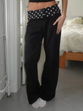 GETADME Blifanbo Fashion Polka Dot Long Pants Women Casual Patchwork Suit Pants Female High Waist Print Loose Trouser Elegant Y2k 2025