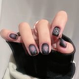 GETADME 24Pcs Pink Cat Blue Love Cute Short Ballet Press on False Nails Sweet French Cat Eye Bow Star Designs Style Detachable Nails Set