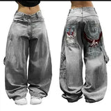 GETADME American Y2K Fashion Trend Loose Straight Jeans Women Street Hip Hop Vintage Joker Oversized Wide-leg Pants Unisex Mopping Jeans