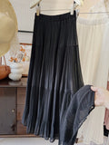 GETADME High Waist Long Skirt for Women Spring/Summer Pleated Elegant A-line Swing Style Solid Colored Casual Half Fairy Trend 2025