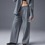 GETADME New Sports Yoga Wide Leg Pants Women Summer Elastic Waist Quick Drying Straight Pants Fitness Casual Solid Black Trousers Female