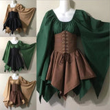 GETADME Halloween Cosplay Palace Victoria Medieval Vintage Fairy Elf Costume For Women Princess Bandage Christmas Ptachwork Party Dress