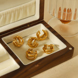 GETADME 인기 상품 18K 골드 컬러 스테인리스 스틸 다층 귀 클립 방수 금속 유니크 패션 트렌디 여성 선물