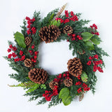 GETADME YeeNanee Christmas Decoration Wreaths for Front Door Handmade Cypress Leaf Red Berry Pine Wreath Xmas Home Wall Window Decor