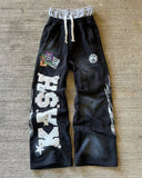 GETADME American Y2K Pants Baggy Sweatpants Letter Patch Retro Double Layer Design Men Hip Hop Gothic Elastic Waist Jogging Casual Pants