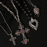 GETADME Y2K Sweet Cool Girl Personalized Creative Cross Love Pendant Necklace, Suitable for Daily Wearing