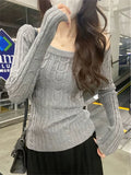 GETADME Casual Off shoulder Rib Knit Sweater Pull Women Long sleeve Top Basic Tees White Slim Pullovers Lady Sexy One Shoulder New