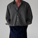 GETADME INCERUN Men Striped Shirt Lapel Long Sleeve Loose Casual Men Clothing 2025 Oversize Streetwear Spring Autumn Tops Fashion Shirts