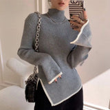 GetadmeFashion Women Turtleneck Sweater Autumn Winter Solid Color Slim Underlay Long Sleeve Pullovers Office Ladies Clothing