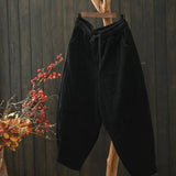 GETADME Autumn Winter Female Loose Thicken Pant Ladies High Waist Corduroy Trousers Women Large Size 4XL Casual Carrot Pantalons