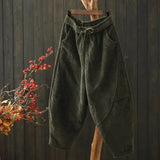 GETADME Autumn Winter Female Loose Thicken Pant Ladies High Waist Corduroy Trousers Women Large Size 4XL Casual Carrot Pantalons