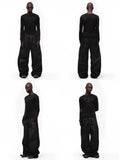 GETADME Japanese Raw Denim Loose Fit Jeans Classic Unwashed Cotton Workwear Baggy Trousers for Men