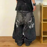 GETADME American Y2K 2025 New Baggy Wide Leg Black Jeans Overszied Women Street Casual Joker Denim Pants Couple Jeans Vintage Streetwear