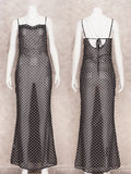 GETADME 2025 Black Fashion Polka Dots Sundress Sexy See Through Spaghetti Strap Maxi Dress Women Summer Clothes Party Slip Dresses A1259