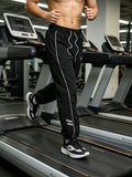 GETADME Men's Lightweight Quick-Dry Striped Logo Printed Joggers with Drawstring Streetwear Pants for Gym Daily Spring Summer