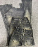 GETADME Gothic Washed Denim Flare Pants Women Autumn Streetwear Slim Black Grey High Waisted Jeans Vintage Long Pants Y2k Clothes