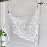 GETADME 트라이앵글 숏 스커트 하프 스커트 엉덩이 커튼 스커트 레이스 트림 스몰 에이프런 소프트 레이스 스택 인 스타일 한국식 봄 헤드스카프