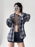 Getadme Tawaaiw American Retro Loose Plaid Shirt Women Clothes Long Sleeve Korean Fashion Spring Casual Shirts Streetwear Tops Blouse