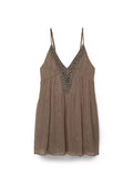 GETADME Fashion Beaded Short Dress For Women V-neck Sleeveless Backless Draped Diamonds Dresses 2025 Summer Chic Ladies Beach Vestidos