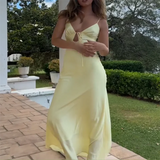 Getadme-프랑스 퓨어 러스트 섹시 백리스 실크 새틴 텍스처 서스펜더 드레스 여성 여름 휴가 스타일 롱 드레스