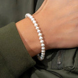 Getadme-Fashion New Imitation Pearl Bracelet Men Vintage Handmade Width 6/8/10mm Bead Bracelet For Men Jewelry Gift