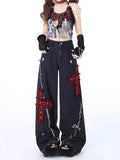 Gothic Vintage Y2k Jeans Baggy Woman Japanese Style Denim Pants Korean Fashion Streetwear Harajuku Punk Gyaru Trousers