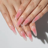 GETADME 10개입 누드 컬러 핸드메이드 프레스온 네일 풀 커버 점진적 변화 크리스털 클리어 프렌치 아몬드 가짜 네일 매니큐어 네일 팁