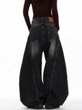 GETADME 2025 Japanese Y2K Fashion Vintage Black Patchwork Baggy Women's Jeans Pants Wide Leg Woman Clothing Casual Cotton Denim Trousers