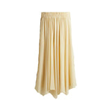 GETADME V-Neck Lace Up Waist Cinching Shirt Woman Casual Set Pleated Loose Solid Color Skirt Chic Elegant Versatile Baggy Women's Suits