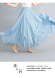 Robe longue en coton et lin Mori Girl, 28 couleurs, taille élastique, coupe trapèze, style ethnique, couleur unie, pour femme.