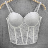 GETADME Floral Lace Lady Bustier Elegant Shaping Sexy Lace Women Corset Girls Slim Evening Wear Crops Lady Short Sweet Body Shaper Top